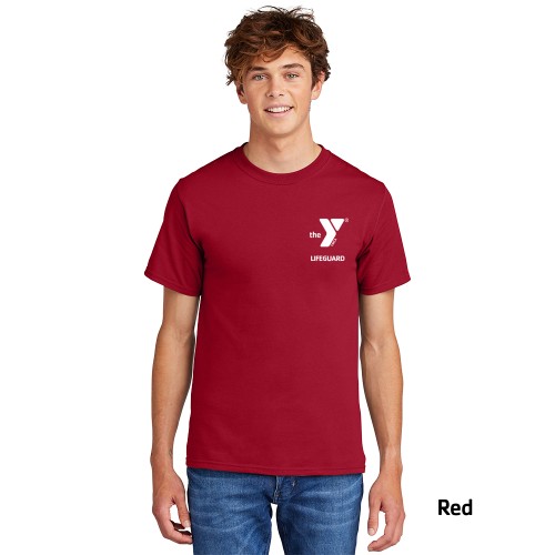 Adult GUARD 100% Cotton 5.4 oz Tee Shirt - Left Chest Y Lifeguard w/ 4" Guard Design on Back